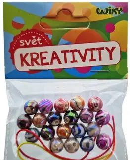 Kreatívne a výtvarné hračky WIKY - Korálky farebné so šnúrkou 20ks