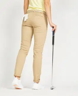nohavice Dámske golfové nohavice MW500 béžové