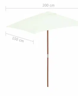 Slnečníky Záhradný slnečník s drevenou tyčou 150 x 200 cm Vínová