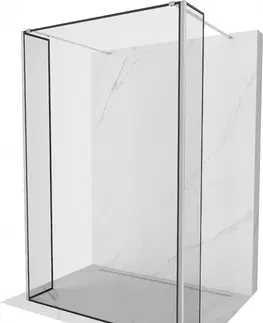 Sprchové dvere MEXEN/S - Kyoto Sprchová zástena WALK-IN voľne stojaca 130 x 30 x 30 cm, čierny vzor, chróm 800-130-030-222-01-70-030