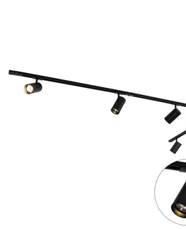 Kolajnicove svietidla Moderný čierny koľajnicový systém s 5 reflektormi AR70 1-fázový - Jeana Luxe