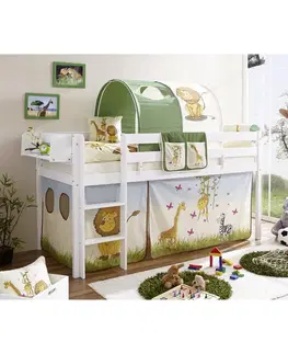 Vyvýšené detské postele Posteľ s priestorom na hru Malte Záves Safari