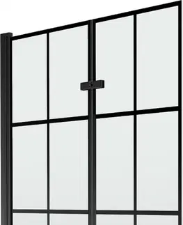 Sprchové dvere MEXEN - Castor vaňová zástena 2-krídlo 100 x 150 cm, čierna vzor, čierna 892-100-002-70-77