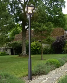 Verejné osvetlenie Lucande Stĺpové svietidlo Dunia s čírym tienidlom