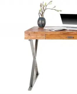 Pracovné stoly Písací stôl so zásuvkou GAIA Dekorhome Čierna / hnedá