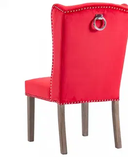Jedálenské stoličky a kreslá Jedálenská stolička 2 ks zamat / kaučukovník Dekorhome Svetlozelená