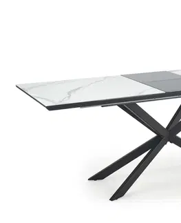 Jedálenské stoly HALMAR Diesel rozkladací jedálenský stôl biely mramor / tmavosivá / čierna