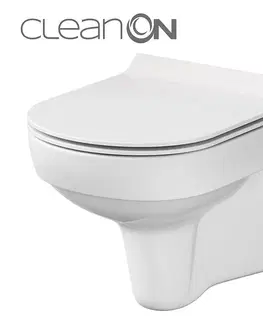 Záchody CERSANIT - SET 794 ZÁVESNÁ WC MISA CITY NEW CLEANON + WC SEDENIE SLIM DUR SC ONE BUTTON BOX K701-143