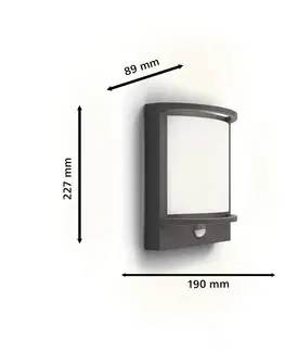 Vonkajšie nástenné svietidlá so senzorom Philips Vonkajšie nástenné svietidlo Philips LED Samondra UE, senzor