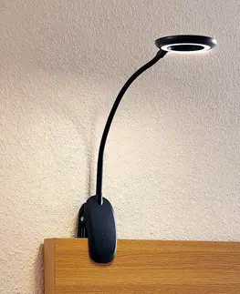 Stolové lampy s klipom PRIOS Prios Harumi upínacia LED lampa, čierna