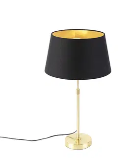 Stolove lampy Stolová lampa zlatá / mosadz s tienidlom čierna so zlatom 32 cm - Parte