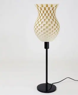Stolové lampy Tagwerk Stolná lampa Flechtwerk, tvar lievika, krém-biela
