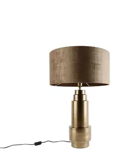 Stolove lampy Art Deco tafellamp brons velours kap bruin 50 cm - Bruut
