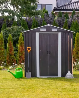 Záhradné domčeky NABBI Toolster plechový záhradný domček 125x195x197 cm sivá