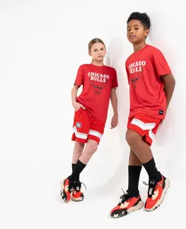 basketbal Detské basketbalové šortky SH 900 NBA Chicago Bull červené