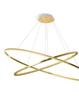 Závesné svietidlá NEMO Nemo Ellisse Dvojitá závesná lampa 2700K zlatá lakovaná