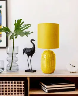 Stolové lampy Näve Stolová lampa Erida, keramika a textil, žltá