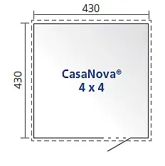 CASANOVA Biohort Záhradný domček BIOHORT CasaNova 430 x 430 (strieborná metalíza) orientace dverí vľavo