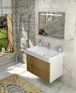 Kúpeľňa SAPHO - MEDIENA umývadlová skrinka 77x50,5x49cm, biela matná/dub natural MD082