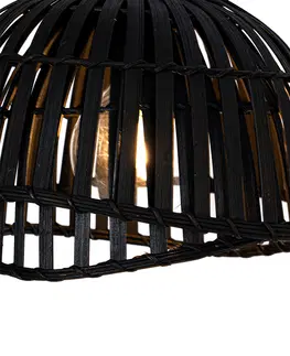 Zavesne lampy Orientálna závesná lampa čierna bambus 3-svetlá - Pua