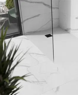 Vane MEXEN/S - Stone+ obdĺžniková sprchová vanička 160 x 70, biela, mriežka čierna 44107016-B