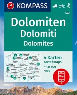 Turistika, skaly Dolomiten, Dolomites, Dolomiti (4 Karten im Set) 672, 1:35 000