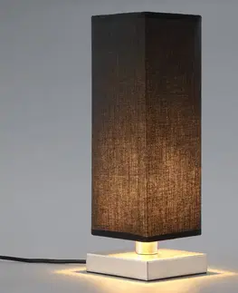 Stolové lampy Lindby Čierna látková stolová lampa Martje, hranatý tvar