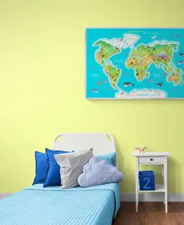 Obrazy na korku Obraz na korku zemepisná mapa sveta pre deti