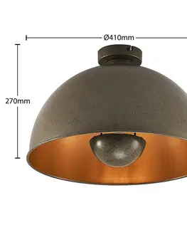 Stropné svietidlá Lindby Lindby Lya stropné svietidlo 41 cm, okrúhle, sivá