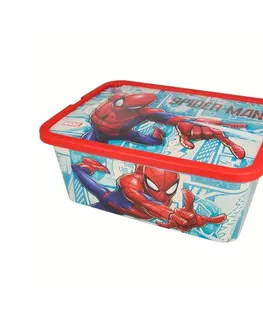 Boxy na hračky STOR - Plastový úložný box Spiderman, 13L, 02625