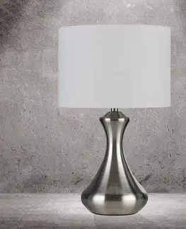 Lampy na nočný stolík Searchlight Stolová lampa Touch 2750, strieborná, satinovaná