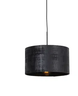 Zavesne lampy Moderná závesná lampa čierna s čiernym tienidlom 35 cm - Combi