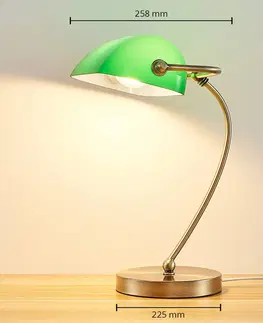 Stolové lampy na písací stôl Lindby Selea – bankárska lampa so zeleným tienidlom