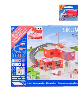 Hračky - dopravné stroje a traktory SIKU - World - požiarna stanica s hasičským autom
