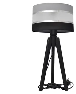 Lampy  Stolná lampa HELEN 1xE27/60W/230V šedá/čierna/chróm/borovica 