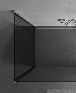 Sprchové dvere MEXEN/S - Kioto Sprchová zástena WALK-IN 100 x 90 x 40 cm, čierny vzor, chróm 800-100-090-221-01-70-040