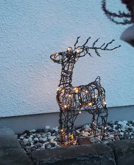 Vianočné osvetlenie STAR TRADING Vonkajšie LED deko Deer vzhľad hnedý ratan batéria