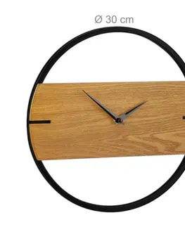 Hodiny Moderné nástenné hodiny drevo a kov RD4281, čierne