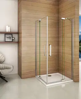 Sprchovacie kúty H K - Štvorcový sprchovací kút AIRLINE R101, 100x100 cm, s dvomi jednokrídlovými dverami s pevnou stenou, rohový vstup SE-AIRLINER101