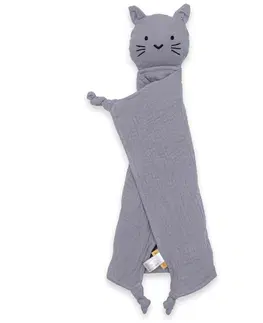 Plyšové hračky NEW BABY - Mušelínový usínáčik Cat  grey