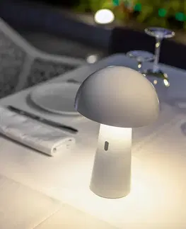 Vonkajšie osvetlenie terasy Newgarden Newgarden Shitake LED lampa na batérie IP44 biela