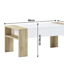 Konferenčné stolíky Konferenčný stolík, dub sonoma/biela, PULA