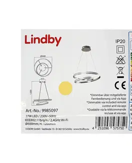 Svietidlá Lindby Lindby - LED Stmievateľný luster na lanku SMART VERIO LED/27W/230V + DO 
