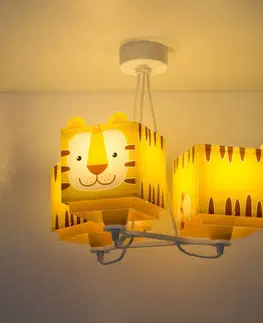 Závesné svietidlá Dalber Detská závesná lampa Little Tiger, 3-plameňová