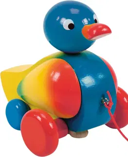 Drevené hračky WOODY - Ťahacia kačička klopkajúca - modrá