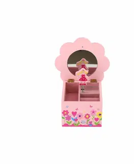 Drevené hračky Teddies Hracia skrinka so šperkovnicou Princess, 14,5 x 8 x 14,5 cm