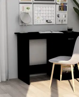 Pracovné stoly Písací stôl so skrinkou 100x50 cm Dekorhome Čierna