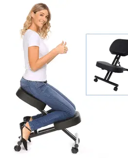Jedálenské stoličky KONDELA Groco ergonomická kľakačka krémová / buk