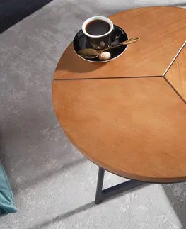 Konferenčné stolíky LuxD Dizajnový odkladací stolík Faxon 45 cm imitácia dub