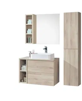 Kúpeľňový nábytok MEREO - Aira, kúpeľňová skrinka s umývadlom z liateho mramoru 81 cm, šedá CN731M
